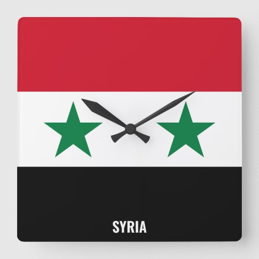 Syria Flag Dazzling Patriotic スクエア壁時計 (正面)
