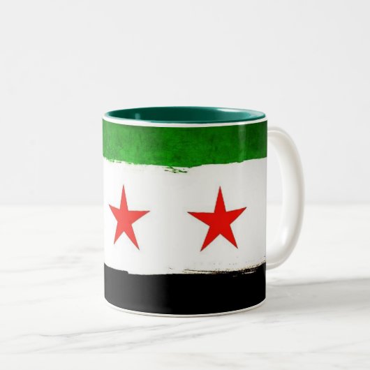 Syrian Flag Ceramic Mug ツートーンマグカップ (正面右)