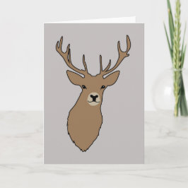 Syril the Stag Gray Greetings Card by Anna Bush シーズンカード