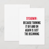 Sysadminこのオプションをオフにして再びオンにすると、 サンキューカード (正面/裏面)