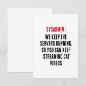 Sysadminサー保バの走は、次の操作を実行できる サンキューカード (正面/裏面)