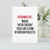 Sysadmin Life「Patch Tuesday」が次のように感じなる場合 サンキューカード (スタンド正面)