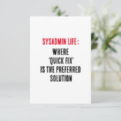 Sysadmin Life 「quick fix」が推奨される場合 サンキューカード (スタンド正面)