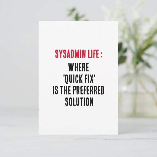 Sysadmin Life 「quick fix」が推奨される場合 サンキューカード (スタンド正面)