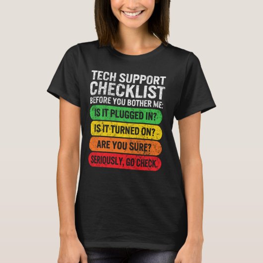 Sysadmin TechサポートチェックリストプログラマギークDe Tシャツ (正面)