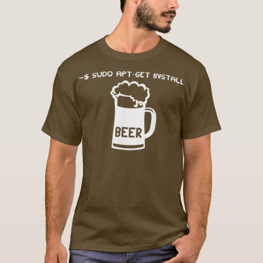 Sysadmin Uni Sudo AptGet Install Beer Linu Tシャツ (正面)