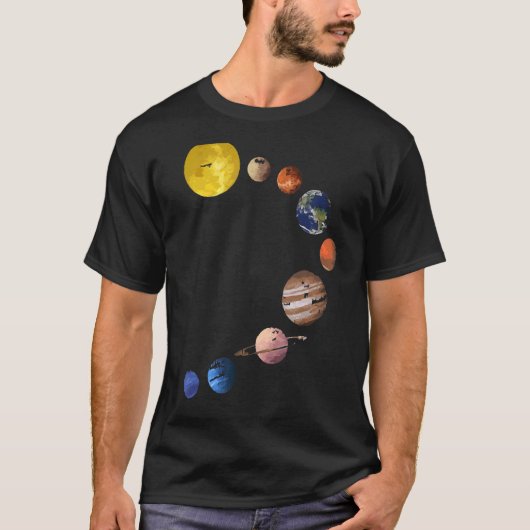 System 太陽の T Shirt – リアル宇宙惑星_1 Tシャツ (正面)