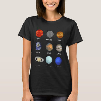 System 太陽の T Shirt – 現実的な宇宙惑星 Tシャツ