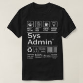 System Administrator Product Label Unix Linux Cof Tシャツ (デザイン正面)