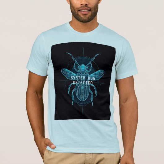 System Bug Detected Funny Cybernetic Tech Tシャツ (正面)