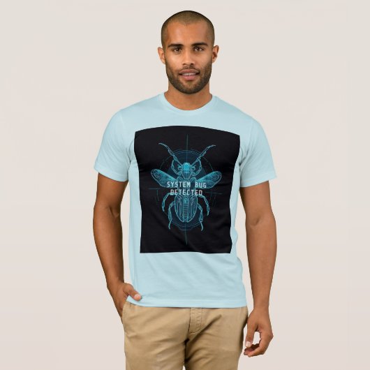 System Bug Detected Funny Cybernetic Tech Tシャツ (正面フル)