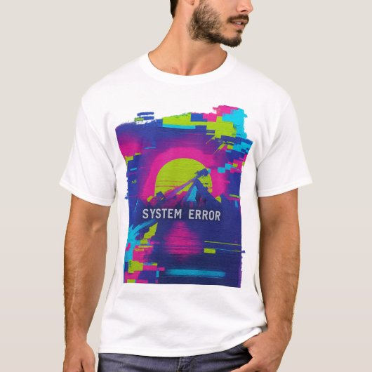 SYSTEM ERROR – グリッチ サンセット マウンテン Tシャツ (正面)