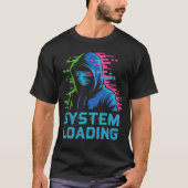 System Loading – ネオン・グリッチ・サイバー・パーカー アートTシャツ Tシャツ (正面)