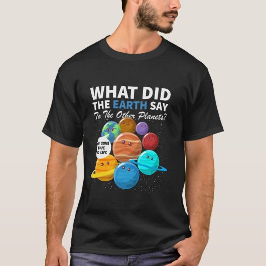 System Planets太陽のギフトおもしろい宇宙ギークL Tシャツ (正面)