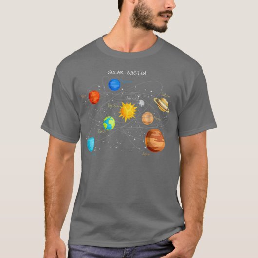 System Planets T太陽の Shirt Sun宇宙とTee Tシャツ (正面)