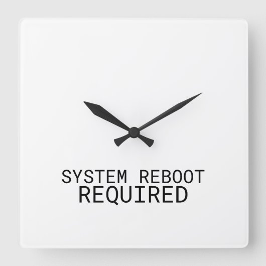 System Reboot Required Minimalist Typewriter  スクエア壁時計 (正面)
