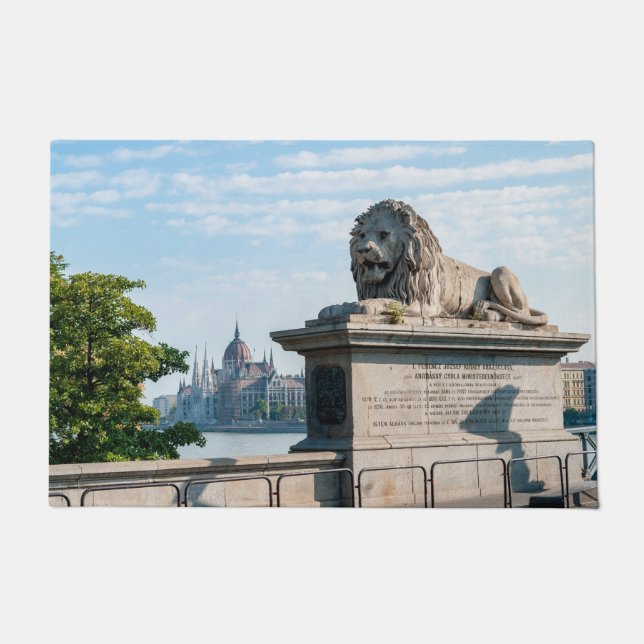 Szechenyiチェーンブリッジとブダペスト議会 ドアマット (正面)