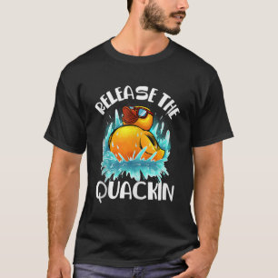 Tおもしろいのカーキンギフトゴム鴨の恋人を解放 Tシャツ