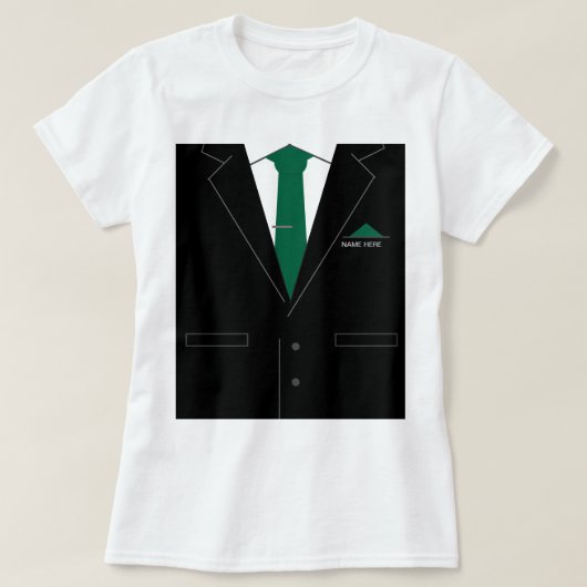 Tおもしろいシャツのブラックスーツとタイのカスタム文字名 Tシャツ (デザイン正面)