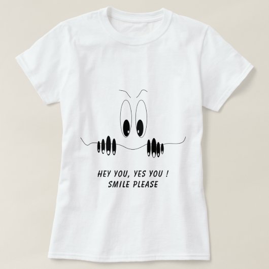 Tおもしろいシャツ好奇心アイズスマイル-カスタム文字 Tシャツ (デザイン正面)
