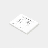 Tおもしろいシャツ「お得前の背中」 ポストイット (アングル)