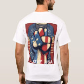 tおもしろいシャツAの拳の形状デザイン Tシャツ (裏面)