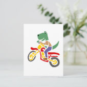 Tおもしろいレックス恐竜に乗った汚物バイク ポストカード (スタンド正面)