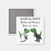 Tおもしろいレックス恐竜の新郎新婦の結婚芸術 マグネット (正面/裏面)