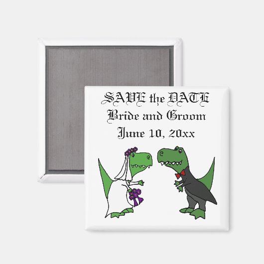 Tおもしろいレックス恐竜の新郎新婦の結婚芸術 マグネット (正面/裏面)