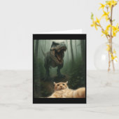 Tおもしろいレックス恐竜の猫の自撮り_1 カード (黄色い花)