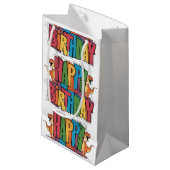 Tおもしろいレックス恐竜及びブロックカラフル誕生日 スモールペーパーバッグ (正面アングル)