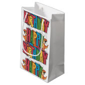 Tおもしろいレックス恐竜及びブロックカラフル誕生日 スモールペーパーバッグ (裏面アングル)