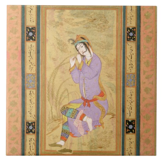 tからのringletsに彼女の毛を、カールしている着席させた女の子 タイル (正面)