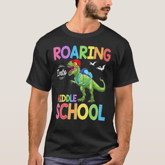 Tに戻る中学校の恐竜の学生への轟音 Tシャツ (正面)