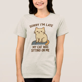 Tに猫が座るのが遅くなってごめんなさい トライブレンドTシャツ