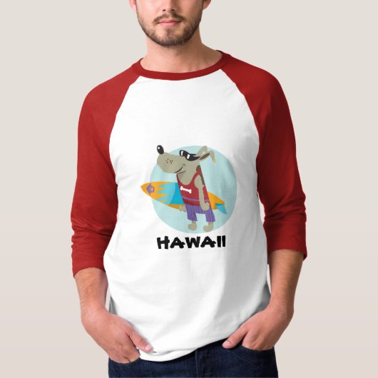 Tのサーファー犬、ハワイ Tシャツ (正面)