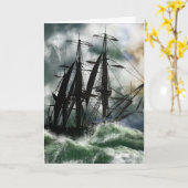 Tのデジタル色彩の鮮やかな船が付いているコロンブス記念日カード カード (黄色い花)