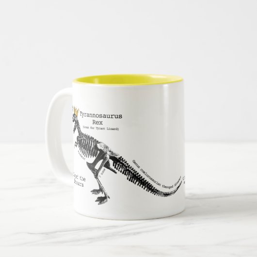 Tのレックスの恐竜の骨組マグ王 ツートーンマグカップ (正面左)