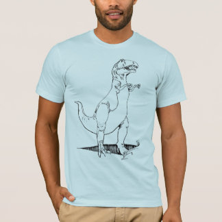 Tのレックスの恐竜淡いブルーの半合われたメンズTシャツ Tシャツ