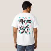 tのレトロのスタイルのボーリングのボウリングをする人、クリケットの投手はベガスの星を団結します tシャツ (裏面フル)
