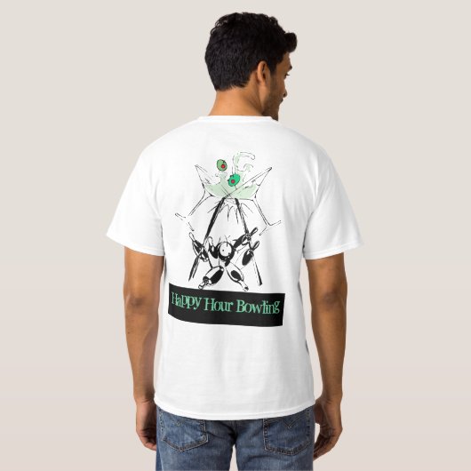 tのレトロのスタイルのボーリングのボウリングをする人、クリケットの投手は楽しい時間ボールを団結します tシャツ (裏面フル)