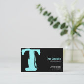 Tの手紙のアルファベットの名刺の暗藍色 名刺 (スタンド正面)