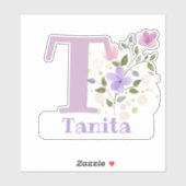 Tの文字でTanitaと名前ステッカーカットアウト シール (シート)