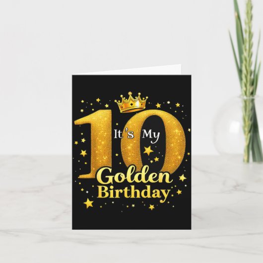 Tの10歳のゴールデンバースデー 10歳の誕生日 キッズ カード (正面)