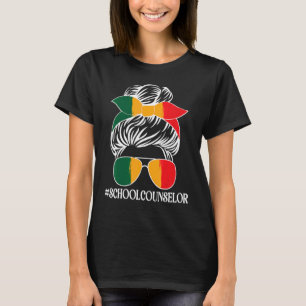 TのMessy Bun Hairアフリカ系アメリカ人スクールカウンセラー Tシャツ
