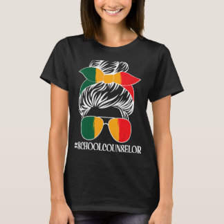 TのMessy Bun Hairアフリカ系アメリカ人スクールカウンセラー Tシャツ