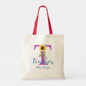 Tは先生フローラ鉛筆ブック用パーソナライズされた トートバッグ (裏面)