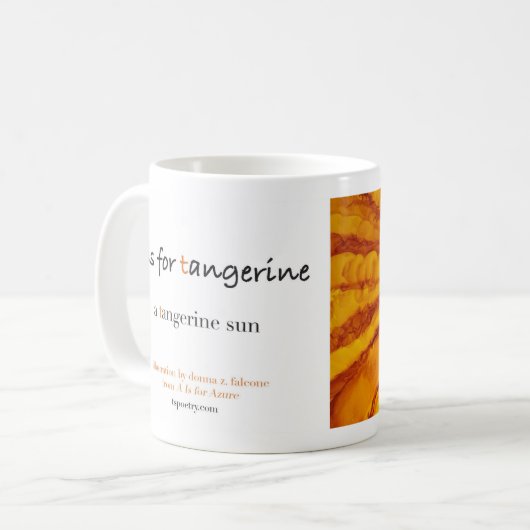 Tは蜜柑のアルファベットの芸術のマグのためです コーヒーマグカップ (正面左)
