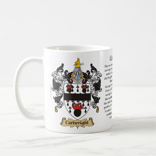 tを含む(頂上)車大工家族の紋章付き外衣 コーヒーマグカップ (左)