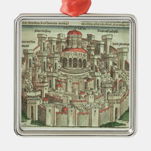 Tを示すエルサレム囲まれた市の眺め メタルオーナメント (正面)